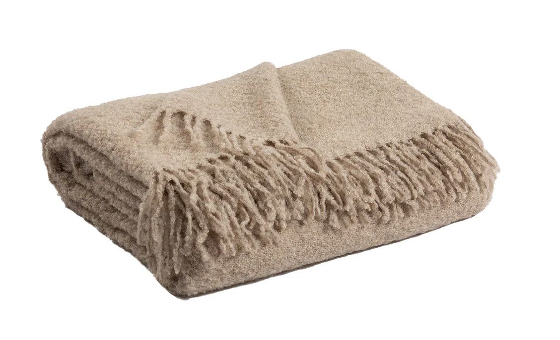 Throw, Alpaca Boucle, Tan, 47&quot; x 70&quot;