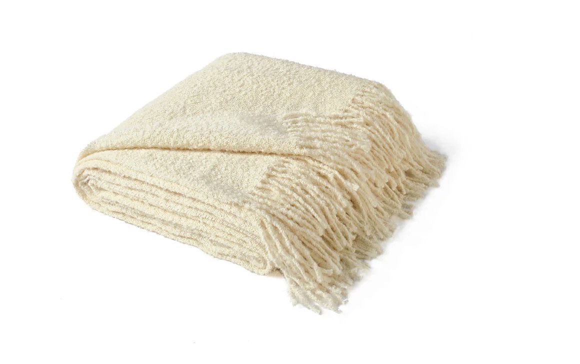 Throw, Alpaca Boucle, Ivory, 47&quot; x 70&quot;