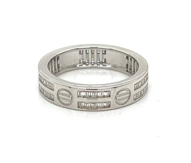 Ring, 14K White Gold Band with Moisannite Baguettes,1.34 Carat, Sz 6