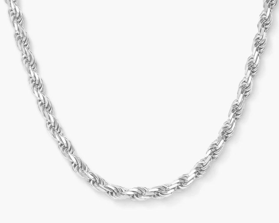 Necklace, Rope Chain, Silver Tone Stainless Steel, 18&quot;