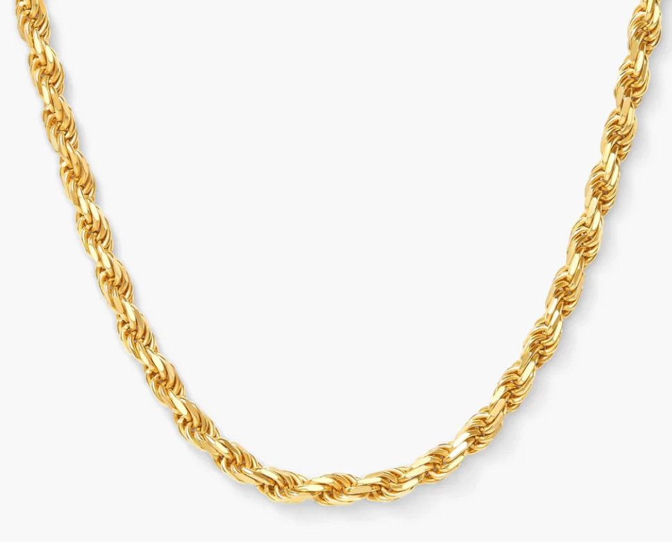 Necklace, Gold Tone Rope Chain, 18&quot;