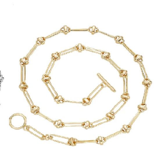 Necklace, Rhodium Plated SS Gold Tone Tiffany Style Link Chain with Toggle, 16&quot;