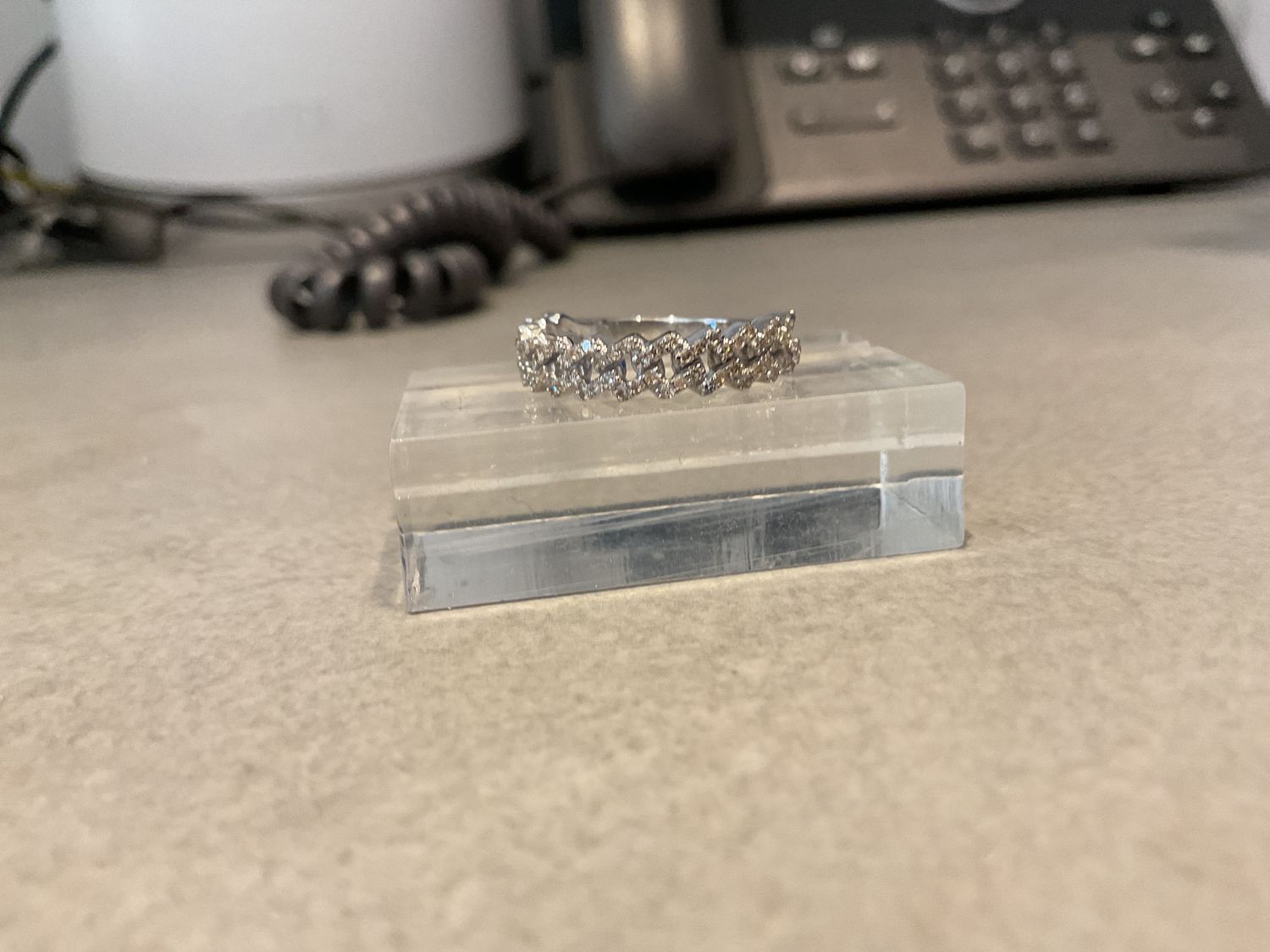 Ring, 10K White Gold with Diamonds in Chain Pattern, .5 Carat