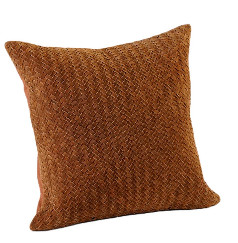 Pillow Chevron Weave Suede Terracotta