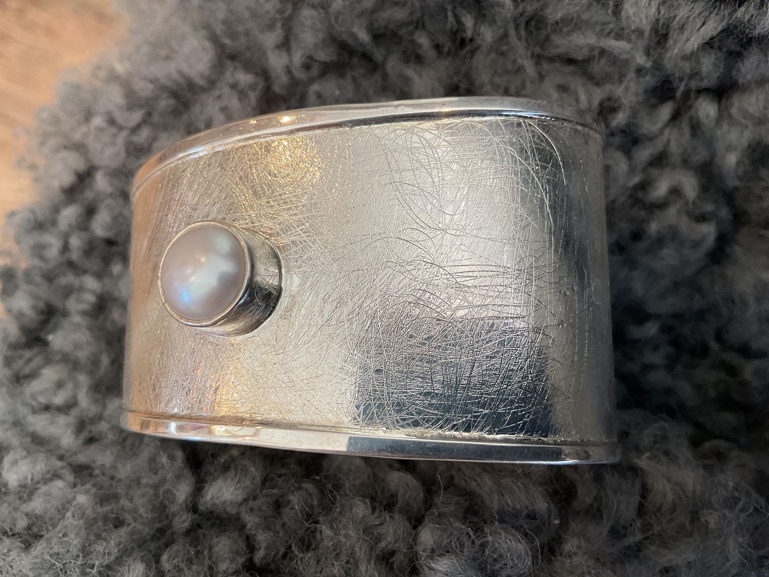 SOLD Cuff Sterling Fresh Water Pearl Brushed