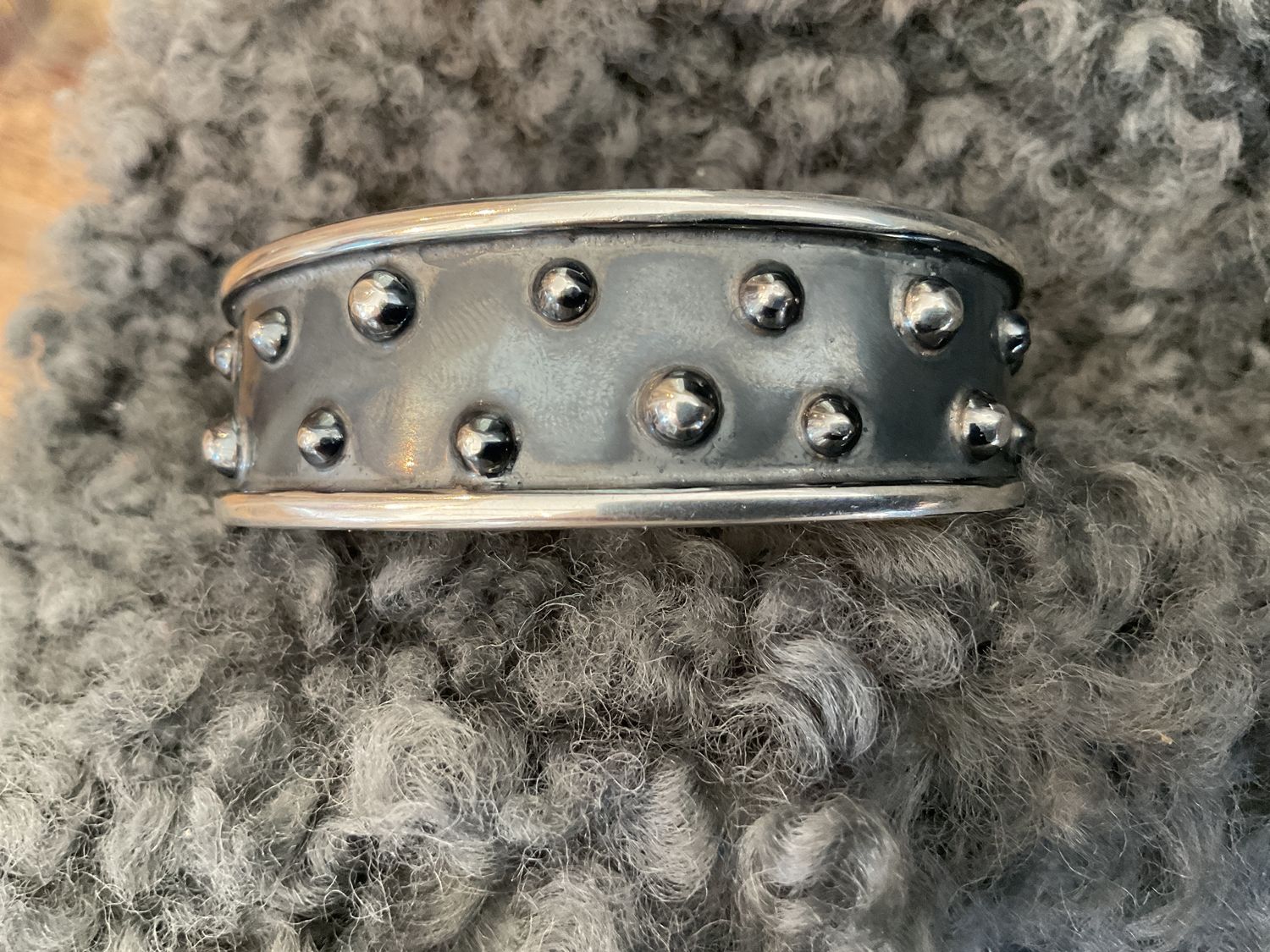 Cuff Sterling Silver Beaded Oxidized