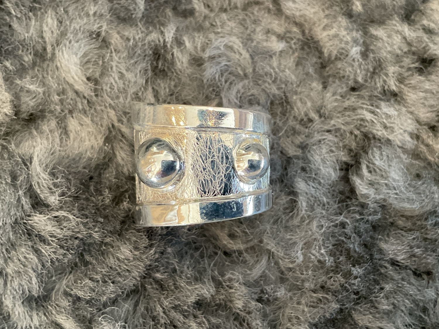 *SOLD Ring Sterling Double Sphere Brushed &amp; Polished