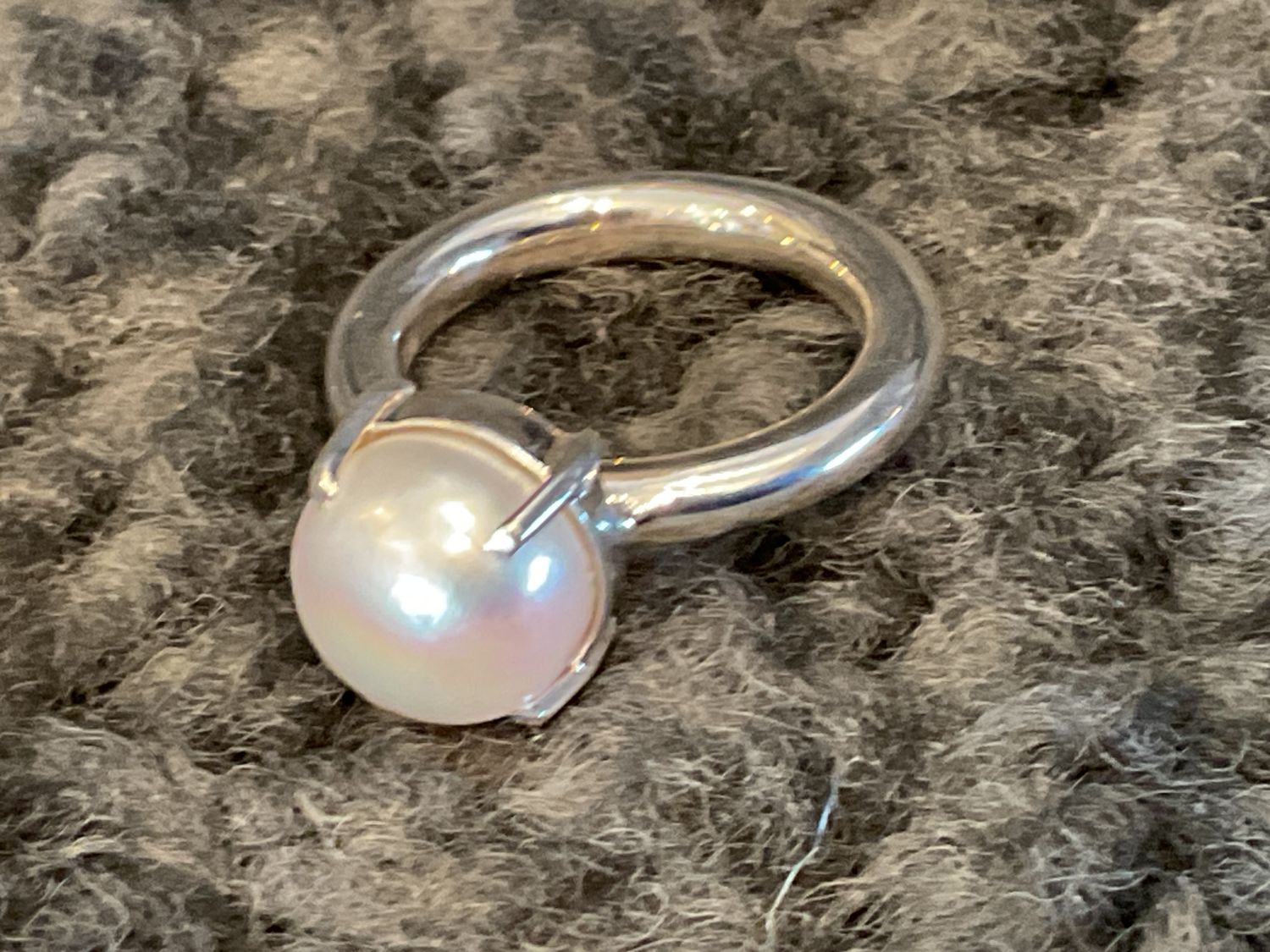 SOLD Ring Sterling Silver Freshwater Pearl Sz 6 &amp; 8