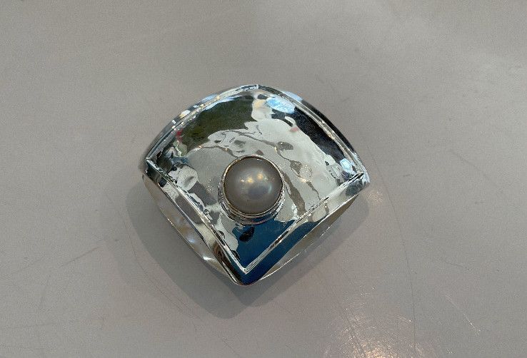 SOLD Pendant - Sterling Silver Square with  Freshwater Pearl, Reversible