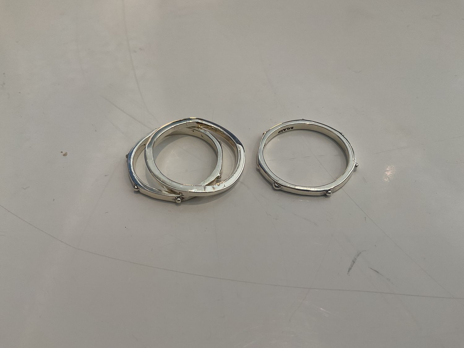 Ring- Sterling Silver Skinny Band with Dots, Sz 9