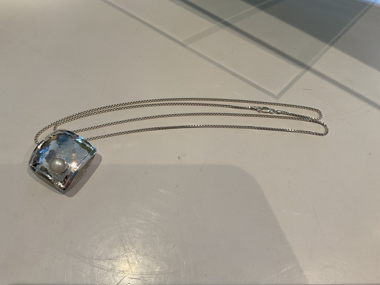 SOLD Necklace- Box Link Silver Chain, 36&quot;