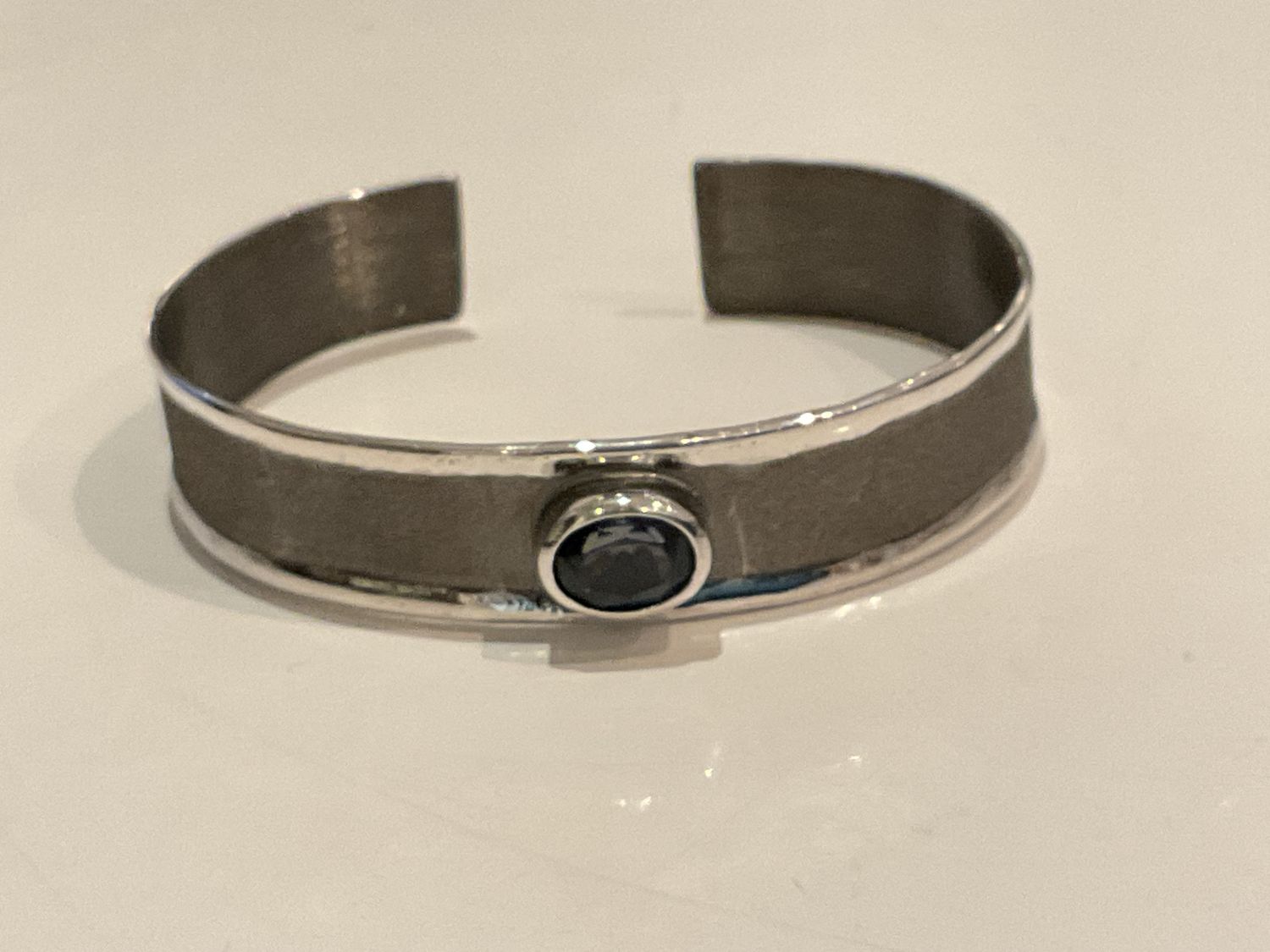 Cuff London Blue Topaz Sterling Oxidized &amp; Polished