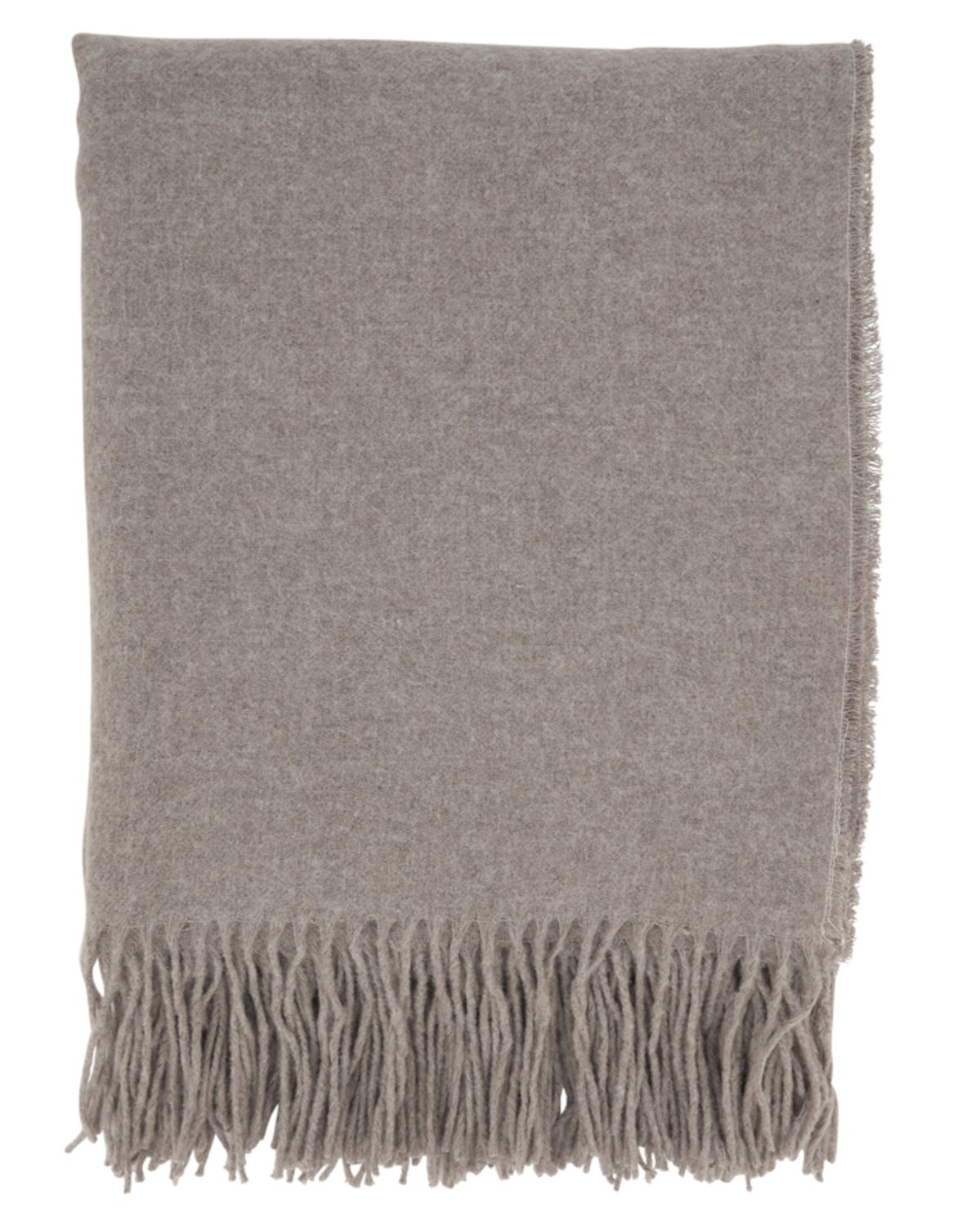 Throw, Classic Gray Fringed, Wool/Viscose, 50&quot; x 60&quot;