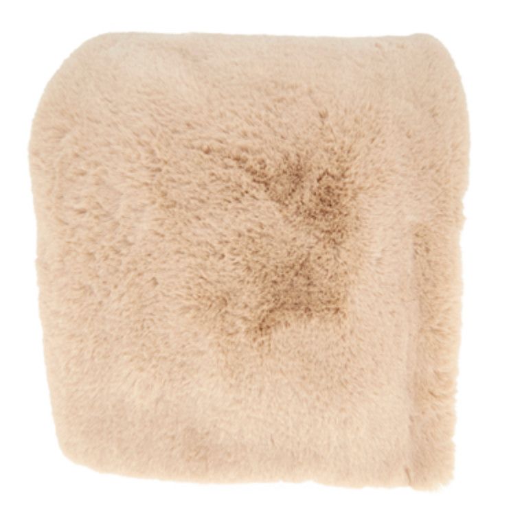 Throw, Soft Faux Rabbit Fur, Natural, 50&quot; x 60&quot;