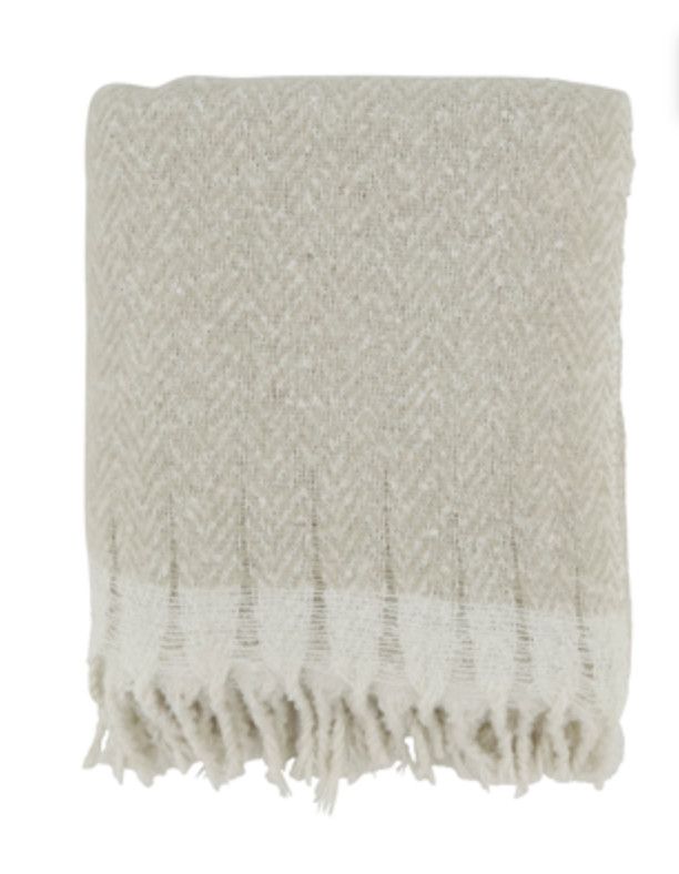 Throw, Faux Mohair Herringbone, Lt Gray, 50&quot;x 60&quot;