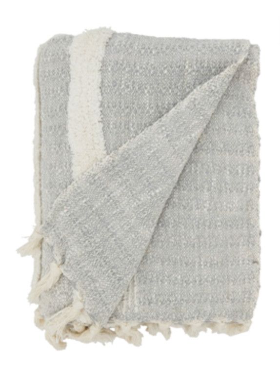 Throw, Gray &amp; Ivory Stripe, 100% Cotton, 50&#39;X 60&quot;