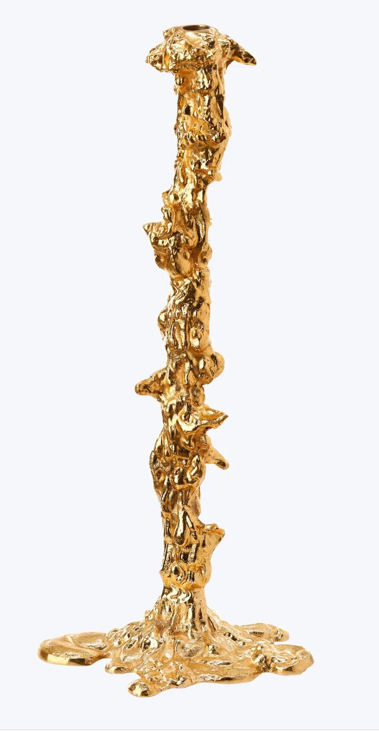 Drip Candle Holder,  Gold,  20&quot; H