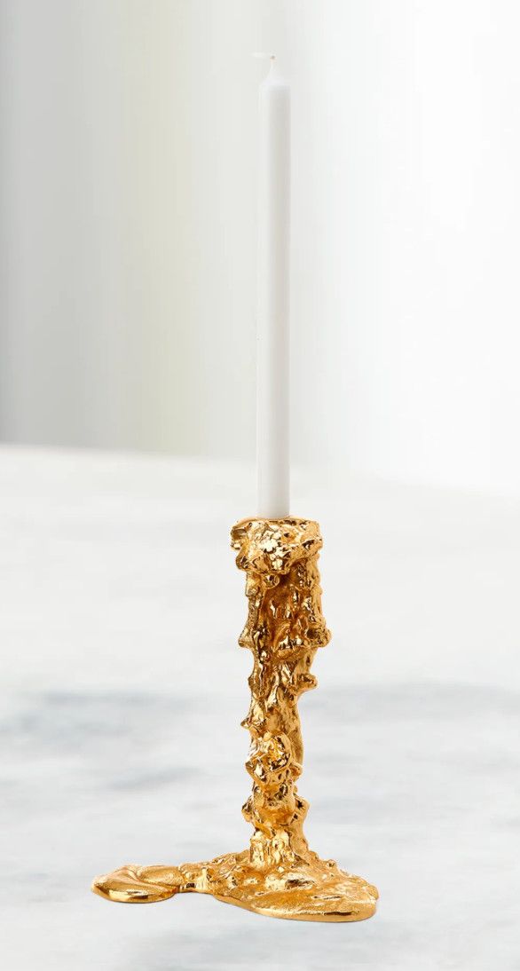 Drip Candle Holder, Gold, 10&quot; H