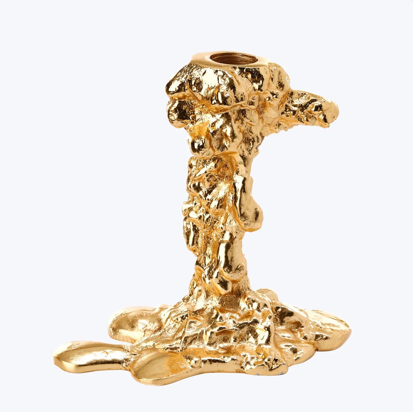 Drip Candle Holder, Gold, 6&quot; H