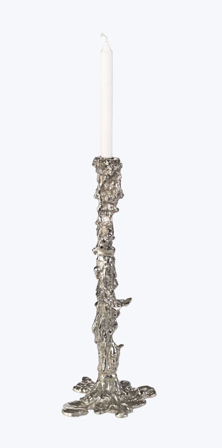 Drip  Candle Holder, Silver, 20&quot; H