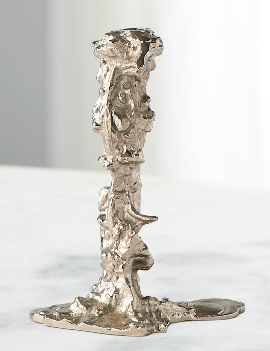 Drip Candle Holder, Silver 10&quot; H