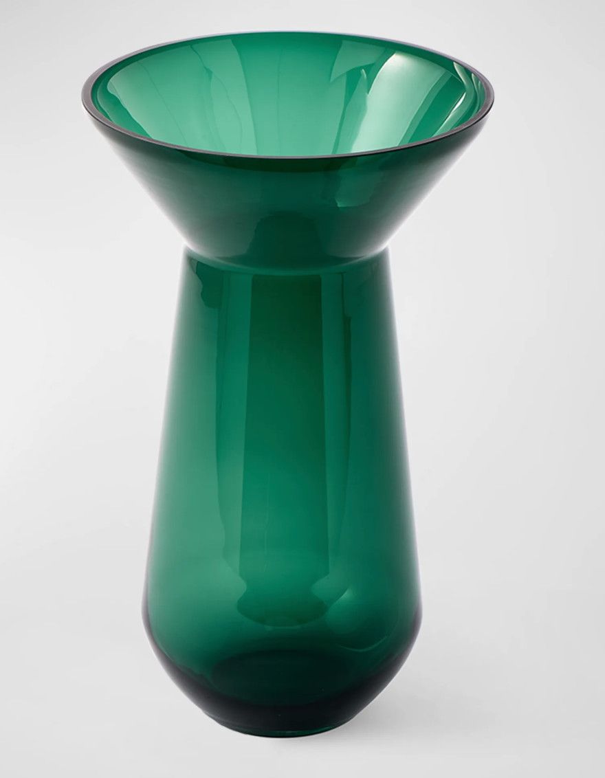 Vase, Green Glass Long Neck, 18&quot; H