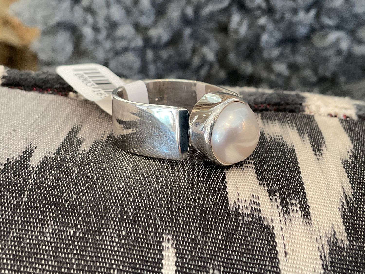 Ring Sterling Fresh Water Pearl Wide U Shape Band Sz6