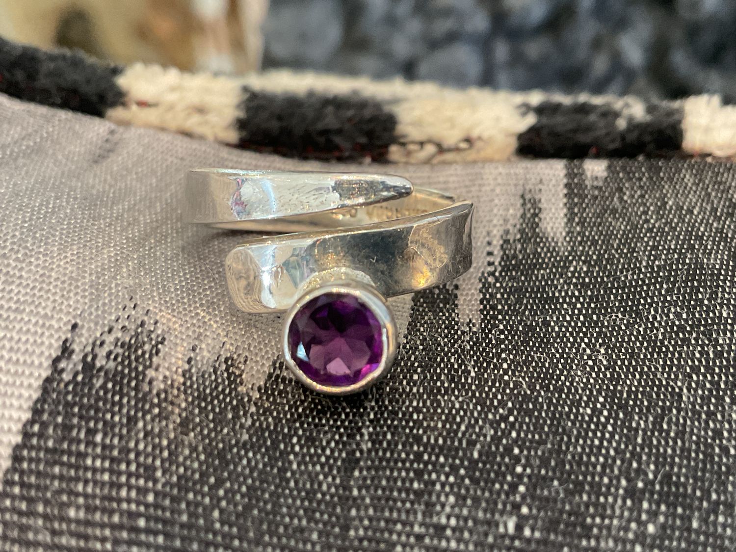SOLD Ring Amethyst Upside Down Sterling Silver
