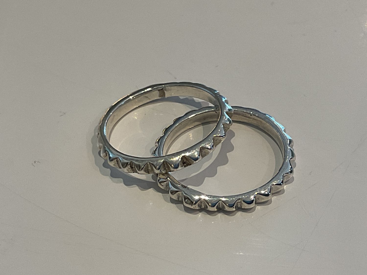 Ring Sterling Silver Skinny Textured Eternity Band Sz 7
