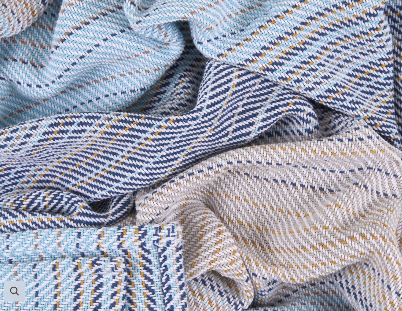 Throw, Multi Blues Cotton Twill Weave,47&quot; x 72&quot;