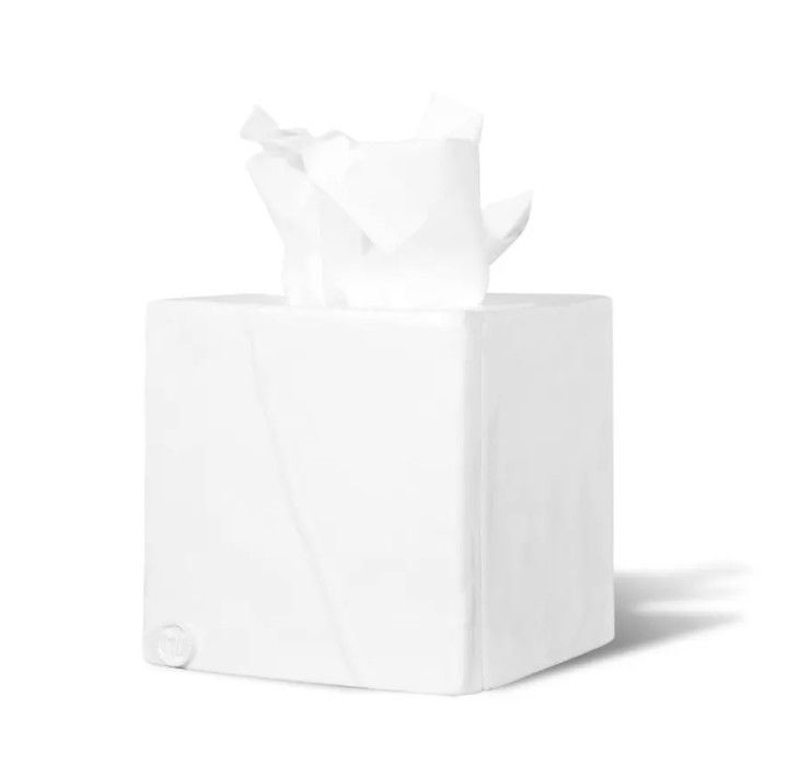 Handmade White Ceramic Tissue Box