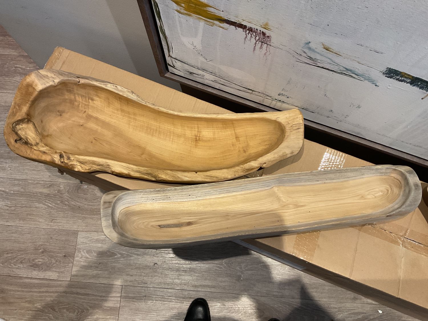 SOLD Natural Teak Wood Bowl, 26&quot; L