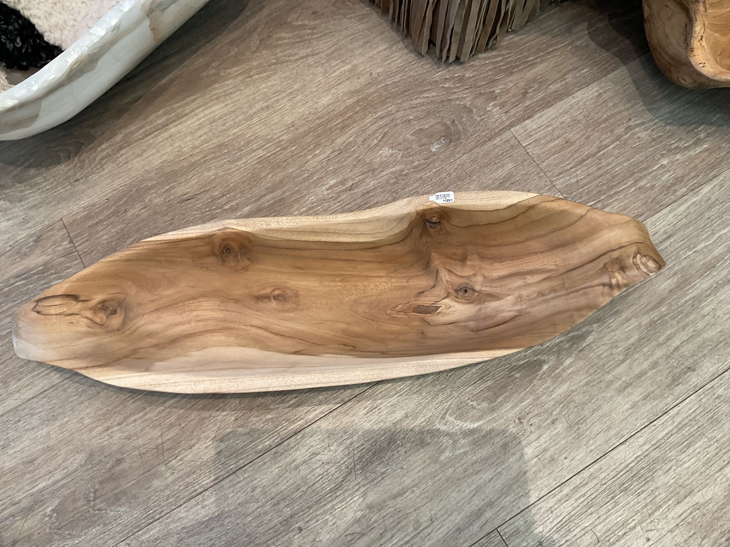 Natural Teak Bowl with Curved Ends, 26&quot;L x 7&quot; W