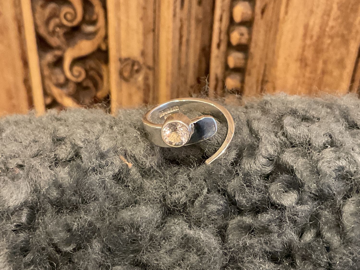 Ring White Topaz Upside Down Sterling
