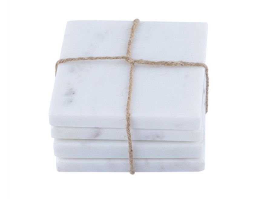 Marble Square Coasters, Set/4, White