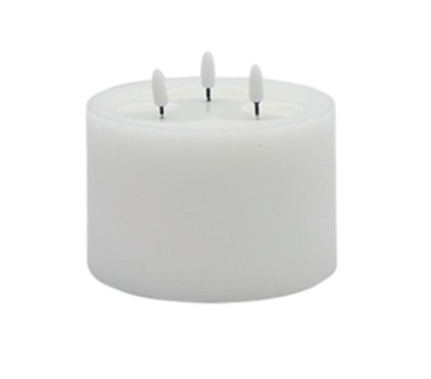 Flameless Three-Wick Candle, White, 4&quot; H x 6&quot; D