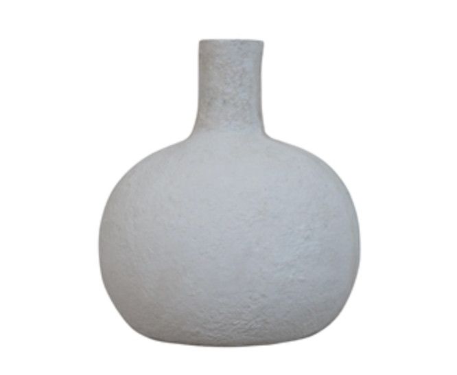 Vase, Paper Mache Gourd, Off-White, 10.5&quot; H x 9.25&quot; D