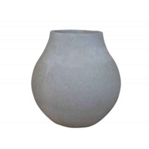 Paper Mache Pot/ Vase, Off-White, 9&quot;H