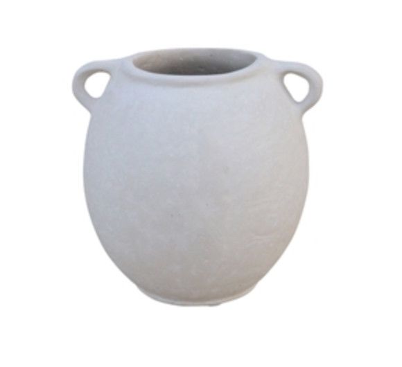 Paper Mache Two-Handle Vase, Off-White, 7&quot; H x 6.5&quot; D