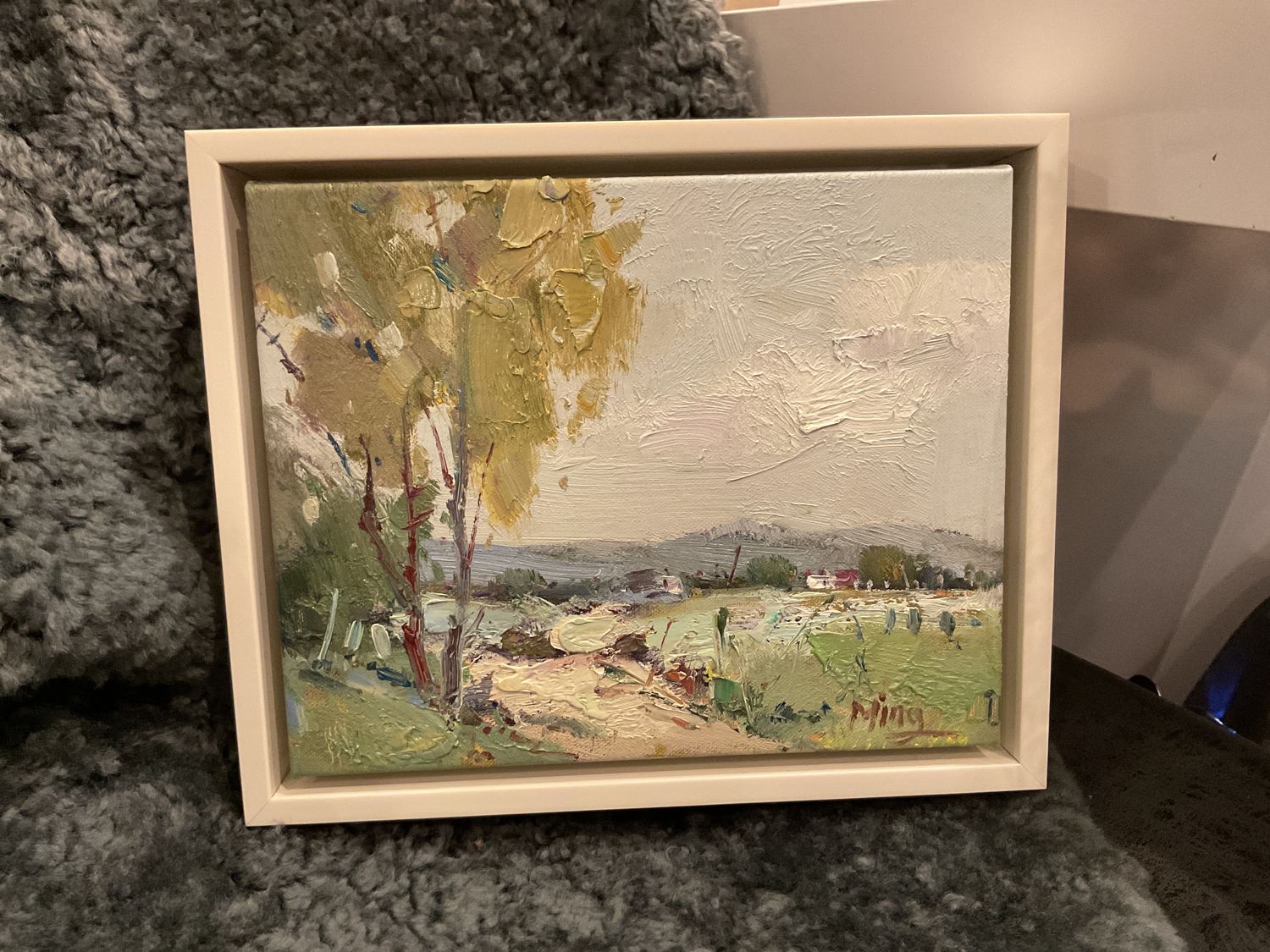 SOLD Original Art Landscape 8&quot; x 10&quot; Ming, Ivory Lacquer Frame
