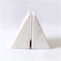 Bookends Set of 2 White Marble Triangle 6&quot; x 3.75