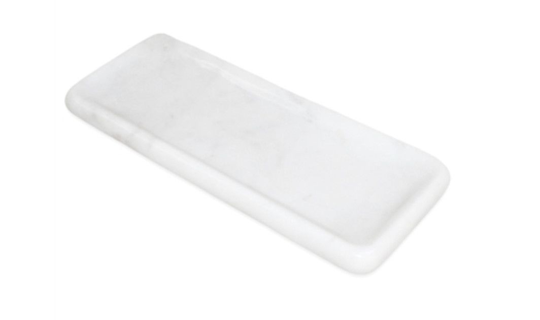 White Marble Tray, Rounded Corners, LG, 18&quot; x 7.5&quot;