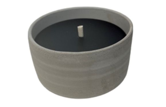 Terracotta Outdoor Round Concrete Candle, Dk Gry, 7&quot; Diameter x 4&quot; High, 9 hr burn