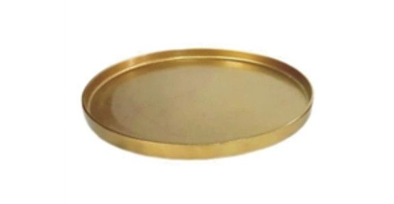 Antique Brass Round Tray / Plate 9.45”D Aluminum, 1 Available