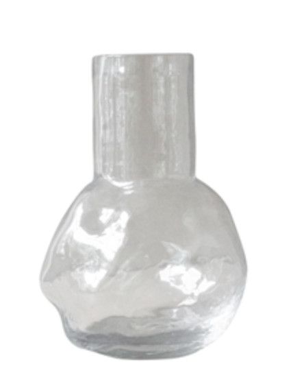 Small Clear Glass Vase With Crinkle Effect, 8&quot; H