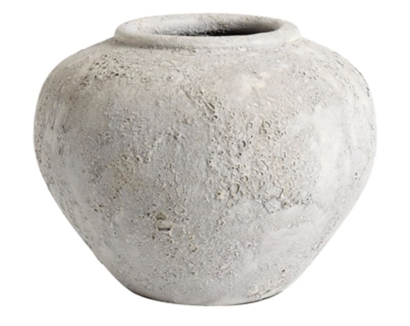 Terracotta  Jar Lt Gray Lg, 13.5&quot; D x 10.25&quot; H