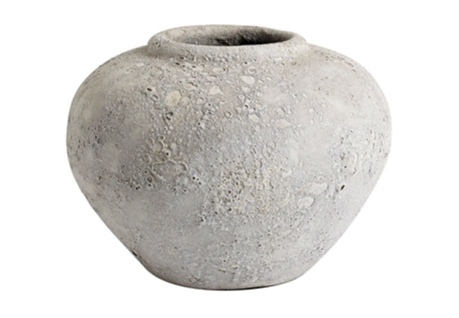 Terracotta Jar, Lt Gray, Sm, 10&quot; W x 7&quot; H