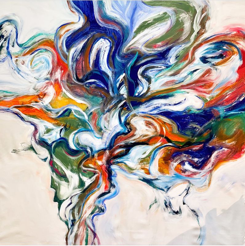 Original Art Framed, &quot;Codebreaker&quot; by Kelly O&#39;Neal,  60&quot; x 60&quot;