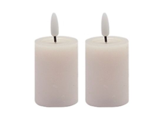 Flameless Pillar Candles, Pink, Set/2, 2.5&quot; H x 1.75&quot;D