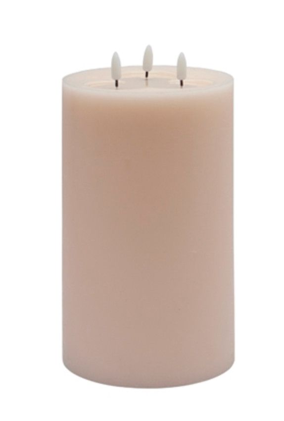 3-Wick Flameless Candle, Pink, Tall, 10&quot;H x 6&quot;D